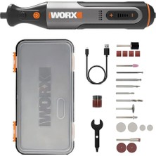 Worx WX106 8 Volt Kalem Tipi Devir Ayarlı Profesyonel Gravür Makinesi, 21 Parça Aksesuar