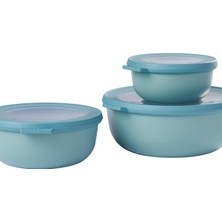 Mepal - Cirqula Çok Amaçlı Kase Seti, 3 Parça, Yuvarlak, Nordic Green – 350, 750 ve 1250 ml – Saklam
