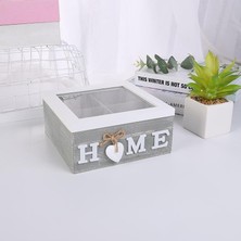 Mutlu Adım 1 Adet 18X18X8CM Ahşap Kutu Organize Home Yazılı 4 Gözlü