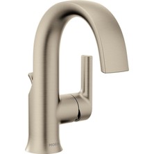 Moen Doux Fırçalanmış Nikel Tek Kolu Yüksek Ark Laminer Akış Banyo Bataryası, Modern Banyo Lavabo Ba