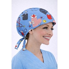 Dr. Mitra Cerrahi Bone Medikal Doktor Hemşire Hastane Bonesi Unisex -Mavi Ambulans Desen