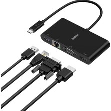 Belkin Usb-C Multimedia Adaptörü (Vga, 4K Hdmi, USB 3.0, Ethernet Bağlantı Noktalı Usb-C Hub) Macboo