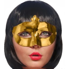 Pusat Altın Renk Kostüm Partisi Ekstra Parlak Balo Maskesi 15X10 cm - Lisinya