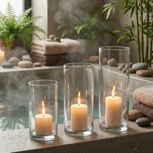 Glassy Kristal Berraklığında Saf Zarafet: 3’lü El Işçiliği Silindir Set (15-20-25 Cm)