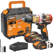 Worx WX354.1 20V/4.0/2.0 Ah Li-On Çift Akülü Kömürsüz Profesyonel Darbeli Şarjlı Matkap