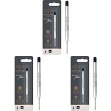 Parker 1950369 Quinkflow Tükenmez Kalem Yedeği, Orta Kalınlıkta Uç, Siyah 3lü Paket