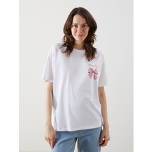 Lc Waikiki Yeni Sezon Bisiklet Yaka Baskılı Kadın Tişört