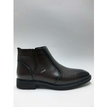 Marutti Hakiki Deri Bağcıksız Fermuarlı Içi Tüylü Kauçuk Taban Kahverengi Klasik Kışlık Erkek Bot C-54301075MRT