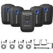 Saramonic Blink 500 T4 4 Kişilik Kablosuz Yaka Mikrofon Sistemi, 2,4 Ghz, 328 Ft Menzil, 4 Verici ve