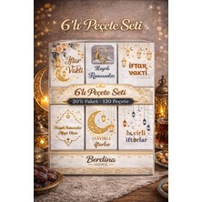 Berdina Home 6’lı Paket Ramazan Özel Peçete Seti Ramazan Pecetesi (120 Adet) | Iftar Vakti Tasarımlı