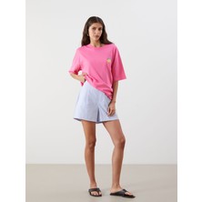 Lc Waikiki Yeni Sezon Loose Fit Çizgili Kadın Pileli Şort