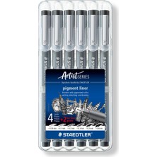 Staedtler 308 SB6P Pigment Liner Siyah 6'lı Set 0.05 0.1 0.2 0.3 0.5 0.8 mm