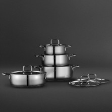 Jumbo Web New Myra 8 Parça Indüksiyon Tabanlı Çelik Tencere Seti