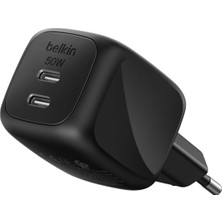 Belkin 2 Bağlantı Noktalı Usb-C Şarj Cihazı 50 W, 2x Usb-C Çift Bağlantı Noktalı Gan Şarj Cihazı, Ma