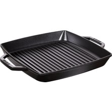 Staub Grill Pans Çift Kulplu Döküm Izgara Tava, Siyah