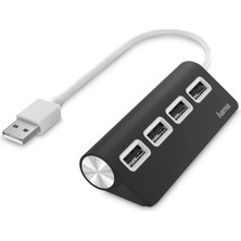 Hama USB Hub, 4 Ports, USB 2.0, 480 Mbit/s, Siyah