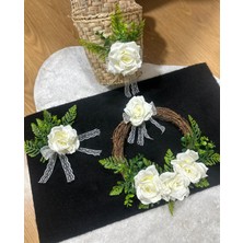 Marrone Beyaz Güllü Siyah Paspaslı Set Kapı Önü Dekoru