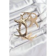 Nuvigo Pirinç Sıralı Deniz Yıldızı Model Gold Renk Kadın Pazu Bileklik - TJ-BB7430