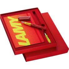 Lamy Al-Star Parlak Kirmizi Renk F Uc Dolma Kalem ve Defter Seti