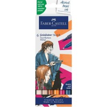 Graf Von Faber-Castell Faber-Castell Gofa Sketch Manga Markör Seti, 6’lı, Çift Uçlu, 0.6 mm Fineliner Uç, Kalıcı Mürekkep,