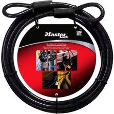 Master Lock 72DPF 15 Ft Ilmekli Uçlu Örgülü Çelik Kablo ve 3/8 Inç Çap, Siyah, 15 Inç x