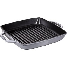 Staub 405117850 Çift Kulplu Döküm Izgara Tava, Gri