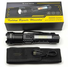 farissu Şarj Edilebilir Zoomlu El Feneri - 3000 Lümen - 1000 Metre Menzil - 7 Modlu Type-C Girişli Flashlight