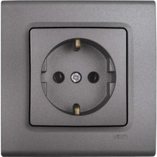 Viko Linnera Life Granit Grisi Kapalı Topraklı Priz Mekanizma + Kapak(Çerçeve Hariç)