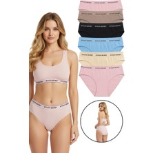 Exlove 6'lı Style's Secret Kadın Pamuklu Bikini Külot - Esnek Bel Günlük Rahat Iç Çamaşırı