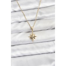 Pazarcan 316L Çelik Zincir Gold Renk Kutup Yıldızı Model Kadın Kolye - TJ-BKO10897