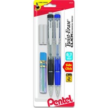 Pentel Twist Erase Click Otomatik Kalem, 2 Silgi Dolum ve Kurşun, 0,7 Mm, Çeşitli Variller, Renk Değ
