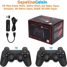 Sepetinegelsin X2 Plus Game Stick, Retro Atari, Hd Video Oyun Konsolu, 3D Retro Oyun, Dahili 30000 Oyun
