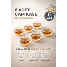 Berdina Home 6'lıçift Cidarlı Çizgili Mini Kase Seti Lokumluk Sosluk Reçellik Drajelik Mini Servis Cam Kase Seti