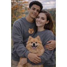 Muhtar Store Pomeranian Köpek Desenli Sevgili Sweatshirt – Unisex Çift Kombini