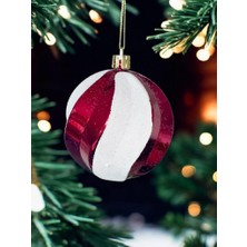 Mutlu Adım 6 Adet 7cm Kırmızı Beyaz Yılbaşı Topu Dalgalı