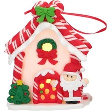 Mutlu Adım 1 Adet 9cm LED Işıklı Mini Kurabiye Beyaz Ev Noel Baba