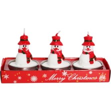 Mutlu Adım 3 Adet 4cm Yılbaşı Tealight Mum Kaşkollu Kardan Adam