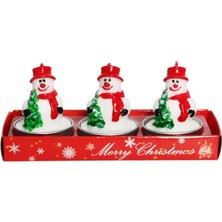 Mutlu Adım 3 Adet 4cm Yılbaşı Tealight Mum Kardan Adam Çam Ağaçlı