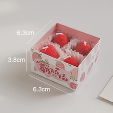 Mutlu Adım 4 Adet Mini 3,5cm Çilek Mum Çilek Kokulu