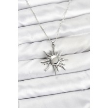 Pazarcan 316L Çelik Zincir Gümüş Renk Güneş Model Kadın Kolye - TJ-BKO10900