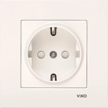 Viko Karre/meridian Krem Kapaklı Topraklı Priz Çocuk Koruma Mekanizma (Çerçeve Dahil)