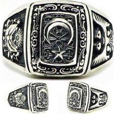 Inure Jewelry Gümüş Ay Yıldız Osmanlı Arması Kartal Desenli Erkek Yüzük