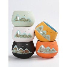 Gümrük Bey Uzak Doğu Temalı Seramik Çay Fincanı – 130ML Boyalı Işlemeli Çay Kupası