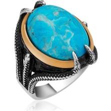 Inure Jewelry Gümüş Kartal Pençesi Turkuaz Taşlı Erkek Yüzük