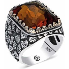 Inure Jewelry ​gümüş Kahverengi Zirkon Taşlı Kare Erkek Yüzük