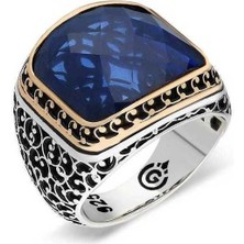 Inure Jewelry Gümüş Parlament Mavisi Zirkon Taşlı Erkek Yüzük