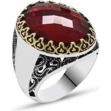 Inure Jewelry Gümüş Kırmızı Zirkon Taşlı Erkek Yüzük