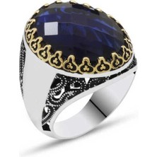 Inure Jewelry Gümüş Mavi Zirkon Taşlı Erkek Yüzük