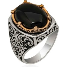 Inure Jewelry Gümüş Siyah Zirkon Taşlı Erkek Yüzük
