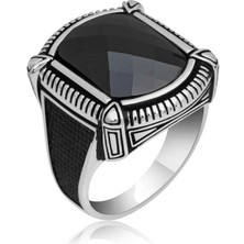 Inure Jewelry Gümüş Siyah Zirkon Taşlı Erkek Yüzük